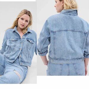 Gap - Icon Denim Jacket Cropped 542517 | Mid Indigo Wash Blue | Size Medium